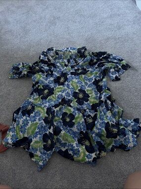 Free people Blue & Green Floral Short Sleeve dress